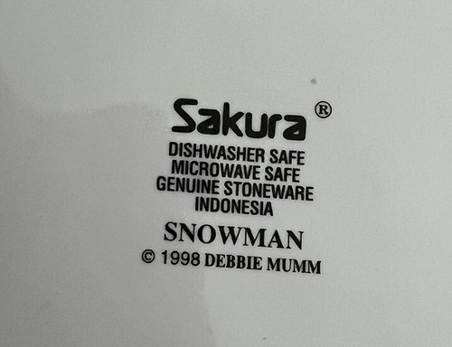 Debbie Mumm Sakura Snowman Set of 4-8”Salad Dessert Plates Christmas - Picture 6 of 7