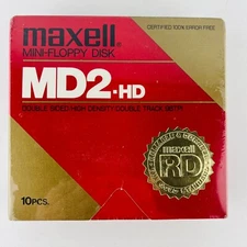 Maxell Mini-Floppy Disk 10 Pc MD2-HD Box New Sealed