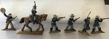 Blue Jacket, Beige Hat Lot 3 - 6 Painted Lead Soldiers Medium Height...