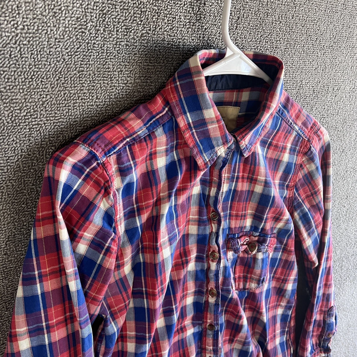 Hollister Plaid Shirt Womens Small Button Up Long Sleeve Colorful Multicolor