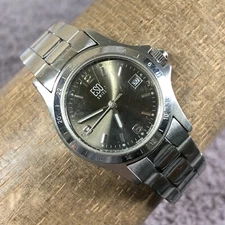 ESQ Swiss Women E5100 Date Silver Tone Round 26mm Quartz Analog Watch 6 1/4"