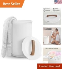 Extra Large Heated Towel Warmer with Timer - Safe Auto Shut Off  Wood Handle