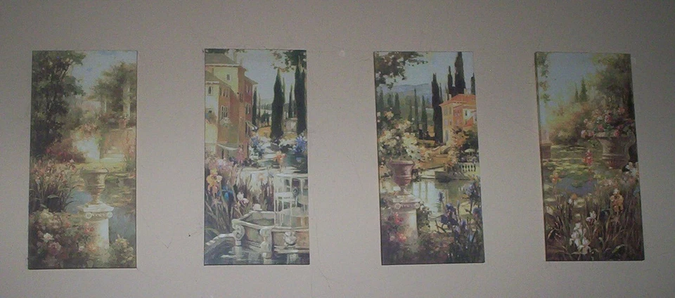 复古 - 4 面法国乡村建筑墙艺术,地中海旧城镇  — 第 3/3 张图片