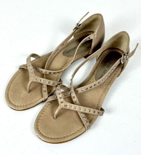 Antonio Melani Size 7.5 M Beige Studded Leather Sandals Womens Shoes - Picture 3 of 12