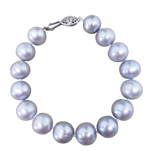 SILVER CWFP Necklace/Bracelet/Earring/BAROQUE Cultured Pearl Zircon Ring SET - Picture 4 of 12