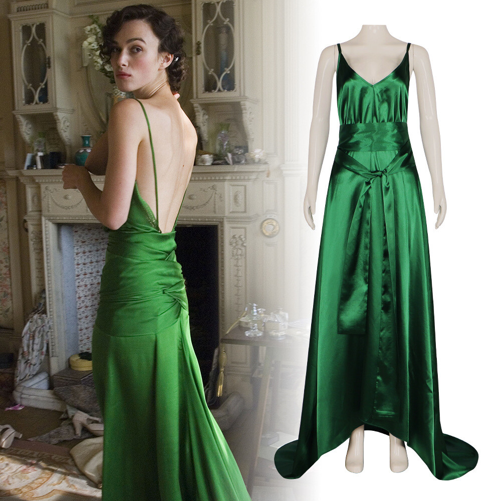 Cosplay Atonement Cecilia Thales Green Dress V-neck Slip Halloween Party  Suits