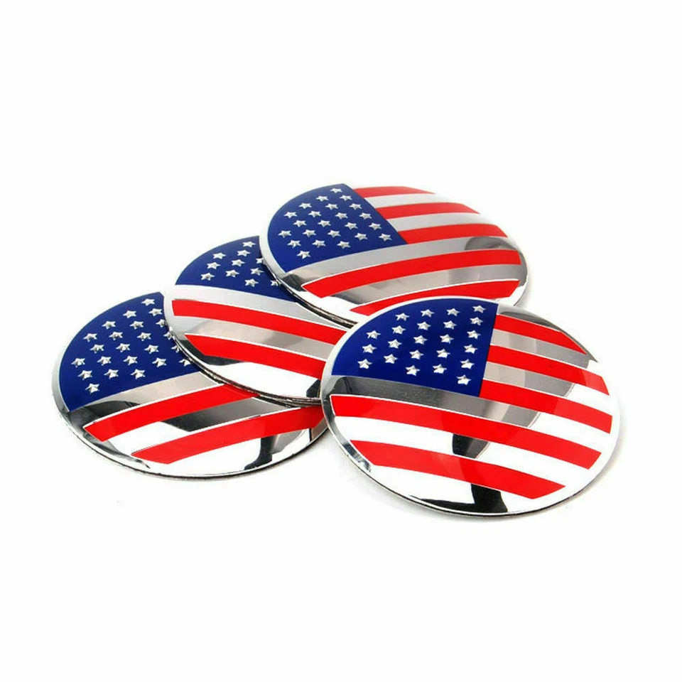 4x 56mm United States USA Flag Car Wheel Center Hub Caps Sticker Decal Emblem - Image 3 of 3