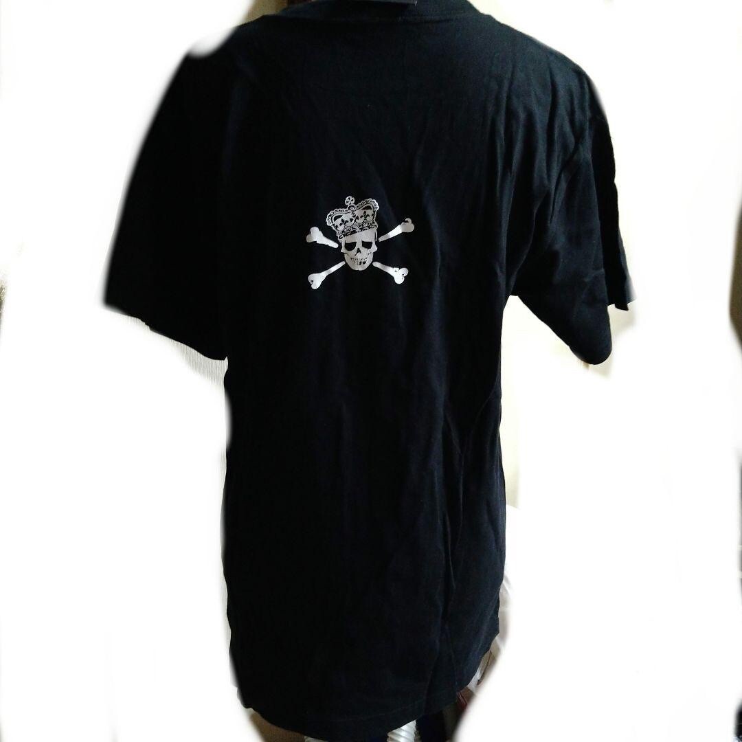SUPER LOVERS Skull Gold Print T-shirt BLK Size OS Punk Rock Y2K