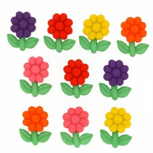 Dress It Up - GARDEN GEMS FLOWER Buttons 8985 - 2 Packages - Picture 1 of 1