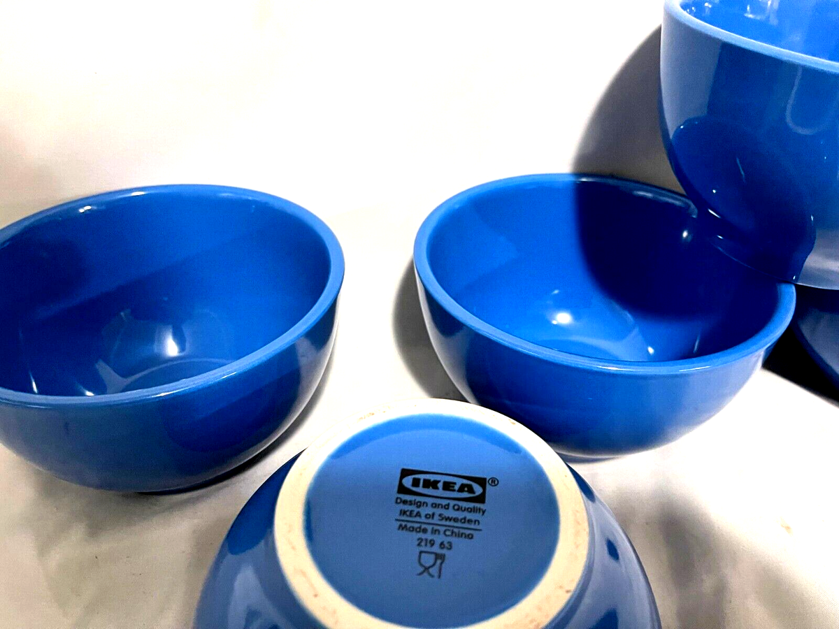 Ikea 21963 Royal Blue Set Of 5 Rice/Soup/Chili Bowls 5 1/2