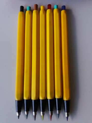 Juego de 7 lápices mecánicos de colores soviéticos vintage estuche original - Imagen 6 de 12