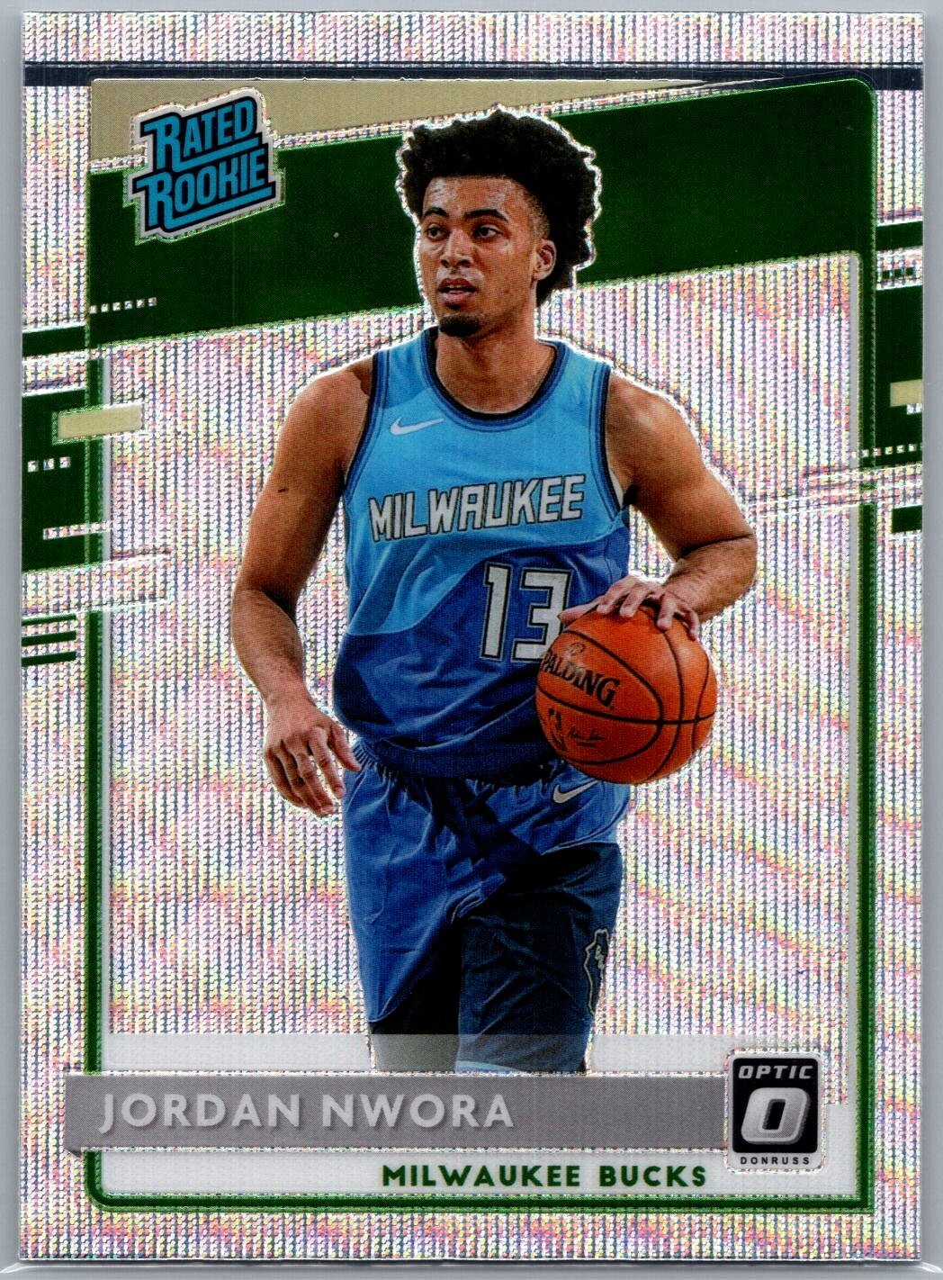2020-21 Panini Donruss Optic #189 Jordan Nwora Fanatics Wave Prizm RC Bucks