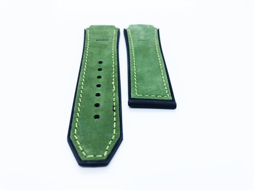Green 26/22mm Top Suede Leather Strap/Band fit HUBLOT Watch Big Bang - Picture 2 of 2