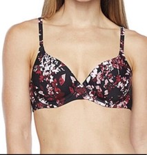 Ambrielle Underwire T Shirt Bra Black Floral Sz 42 DDD Full Coverage New