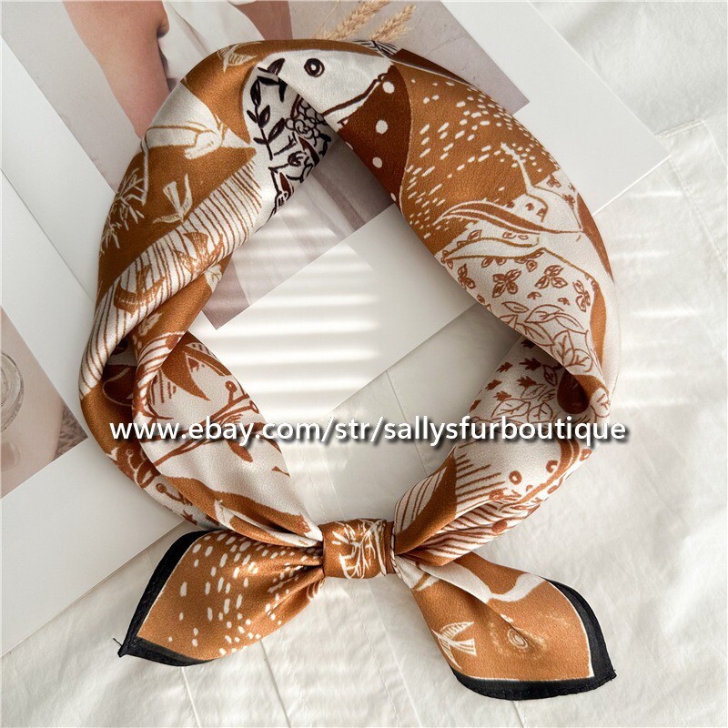 Sallys Boutique 100% Pure Silk Scarf Animal Print Bandana Office Necktie 21 Inch