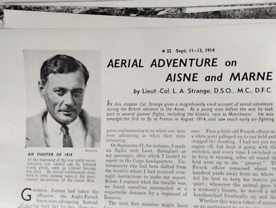Di28 Ephemera WW1 1914 Artikel Lt Col L A Strange Pilot Aisne 