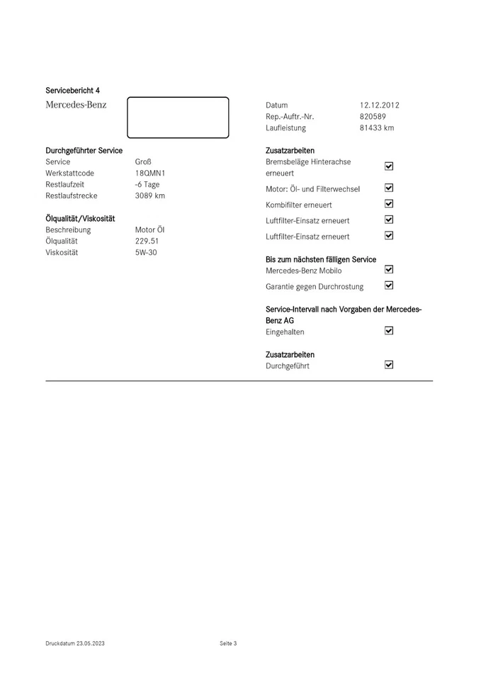 Mercedes Benz und Smart Service Historie Digital Scheckhefte Service Bericht - Bild 2 von 4