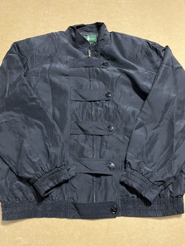 Vtg Hunt Club Multi-Strap Button Silk Bomber Jacket Black Sz M Women's 90's - Picture 3 of 17