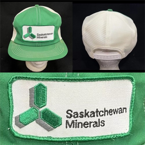 Vtg Saskatchewan Minerals Snapback Hat Mining Company Patch Logo K Brand Cap