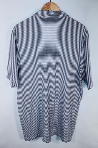 Criquet Men's XL Navy Blue White Striped Short Sleeve Polo Shirt - Picture 10 of 13