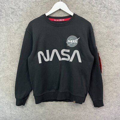 Alpha Industries Jumper Mens Medium Black NASA Reflective