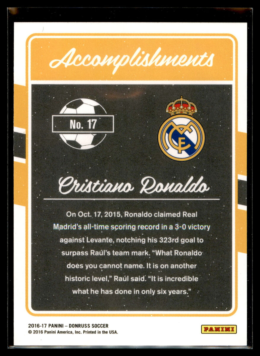 2016-17 Donruss Soccer Accomplishments #17 Cristiano Ronaldo 2016-17 Donruss Soccer Accomplishments #17 Cristiano Ronaldo