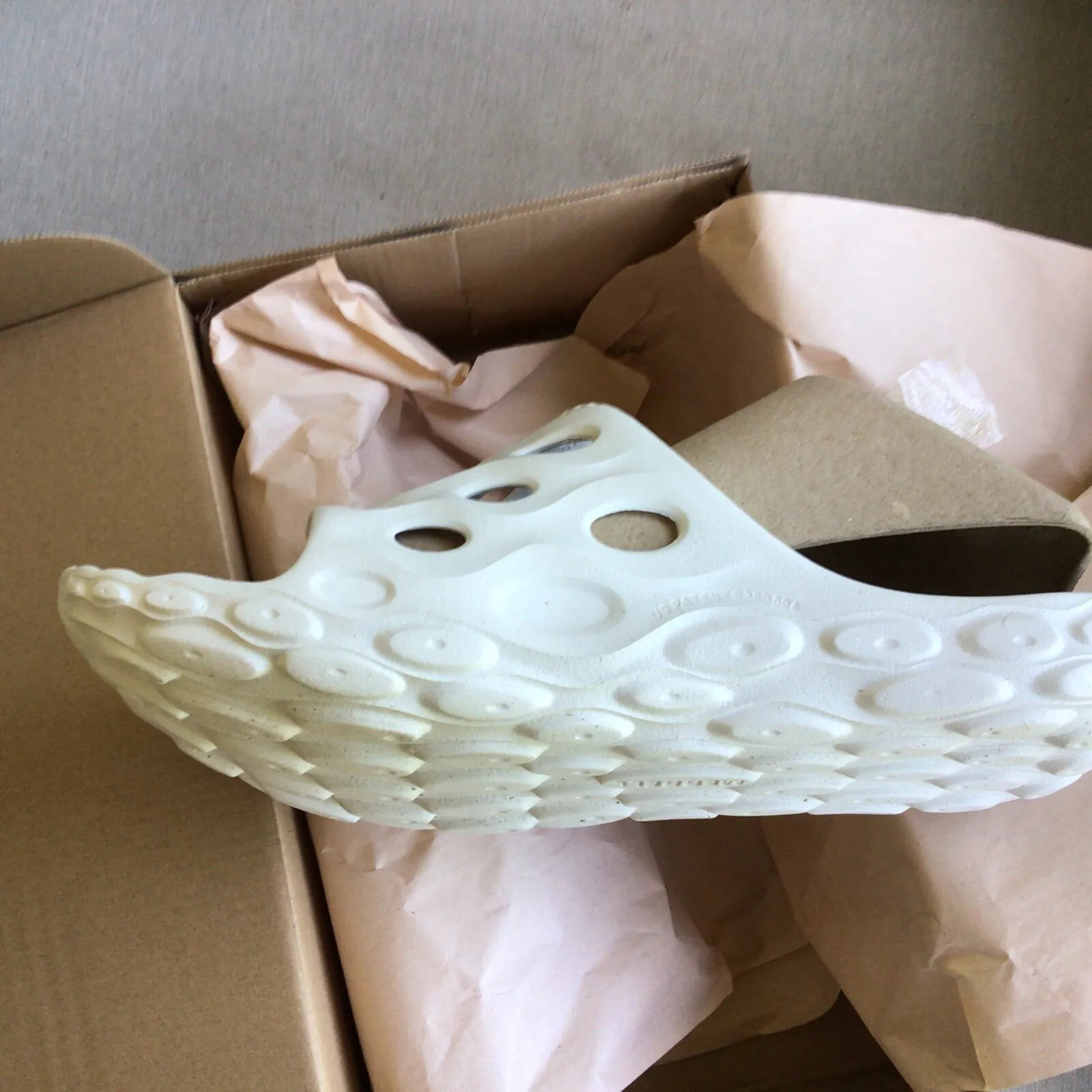 MERRELL Sandalo donna 10 Merrill bianco gomma traforata spiaggia barca soletta orto slide nuovo con scatola