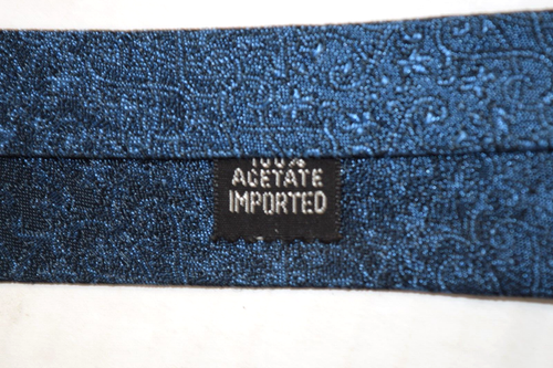 Neck Tie VTG 60s Blue Squiggly Vines Brocade Slim Tie 54.5" x 2.75" - Picture 6 of 6