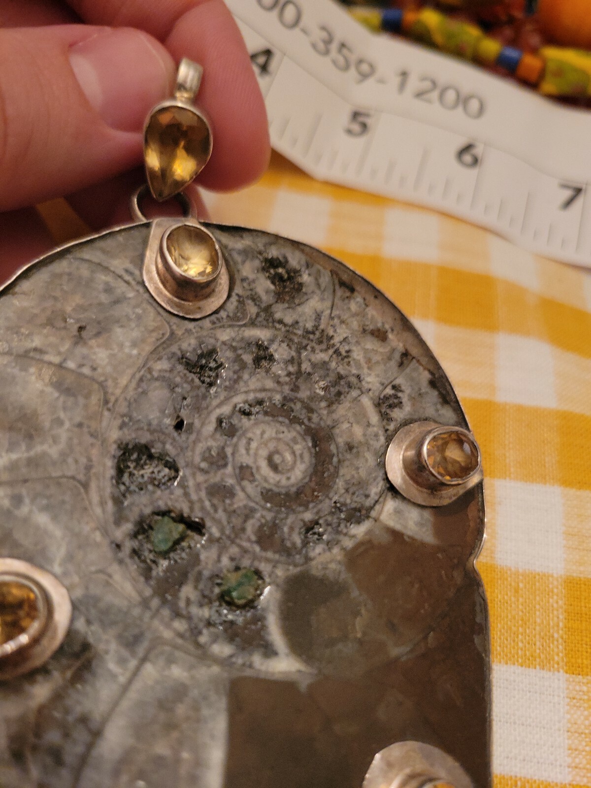 Massive Statement Sterling Silver Amonite Citrine… - image 4