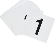 23053 1-100 Double Sided Table Numbers, 4" X 4" Inch, White