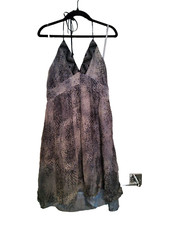 Eliza J NY Grey Black Cocktail Dress Sequin V Neck Tie Strap Back Zip Lined 12