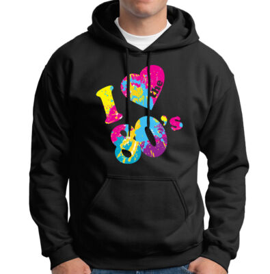I Love The 80s Splatter Paint Retro Vintage Herren Hoody T-Shirt Top #6GV Posten
