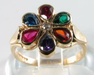 GROSSER 9 KT GOLD MULTI STEIN GRUSSE CLUSTER RING KOSTENLOSE GRÖSSE 6 bis 8,5 US