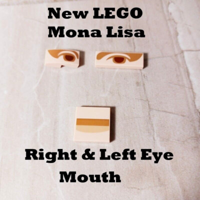 New LEGO Art Set Face MONA LISA Famous Museum Parts Lot of 3 Eyes Mouth Printed
