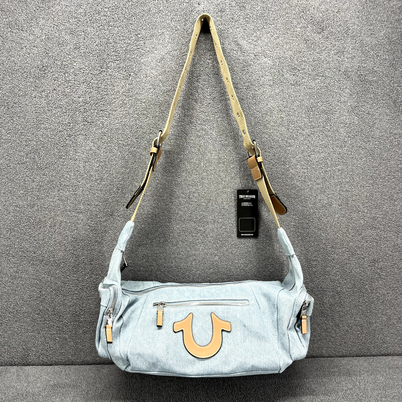 True Religion Boho Crossbody bag Womens Purse Light Blue Shoulder