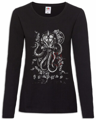 Asian Ornament Octopus Damen Langarm T-Shirt Wars Arkham H. P. Lovecraft Cthulhu