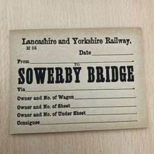 Wagon. Label.    (   L. Y. R.   to. Sowerby.  Bridge.   )