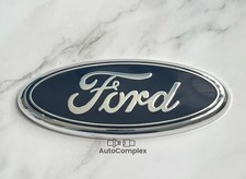 FORD 175mm X 70mm BLUE & SILVER BADGE BONNET BOOT C-MAX FIESTA FOCUS KA CONNECT