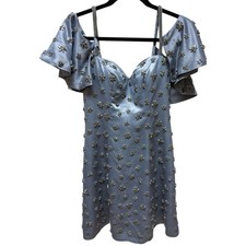 Sherri Hill Gray Mini sequin daisy embellished dress. Prom/Wedding/Evening.Sz 4