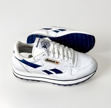 Y2K NEW Reebok Classic Leather Sneakers White/Royal Size 9 1-62153 