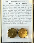 WWII BRITISH ALLIED OFFICERS CLUB 5c SLOT MACHINE COIN WAR TOKENS NAPLES ITALY