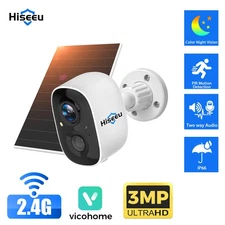 Hiseeu 3MP Wireless Outdoor Solar Battery Wifi Security Camera Two-way Audio PIR