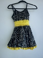Costume Gallery Dance Costume Black Sparkling Sequins Yellow Trim Large Child