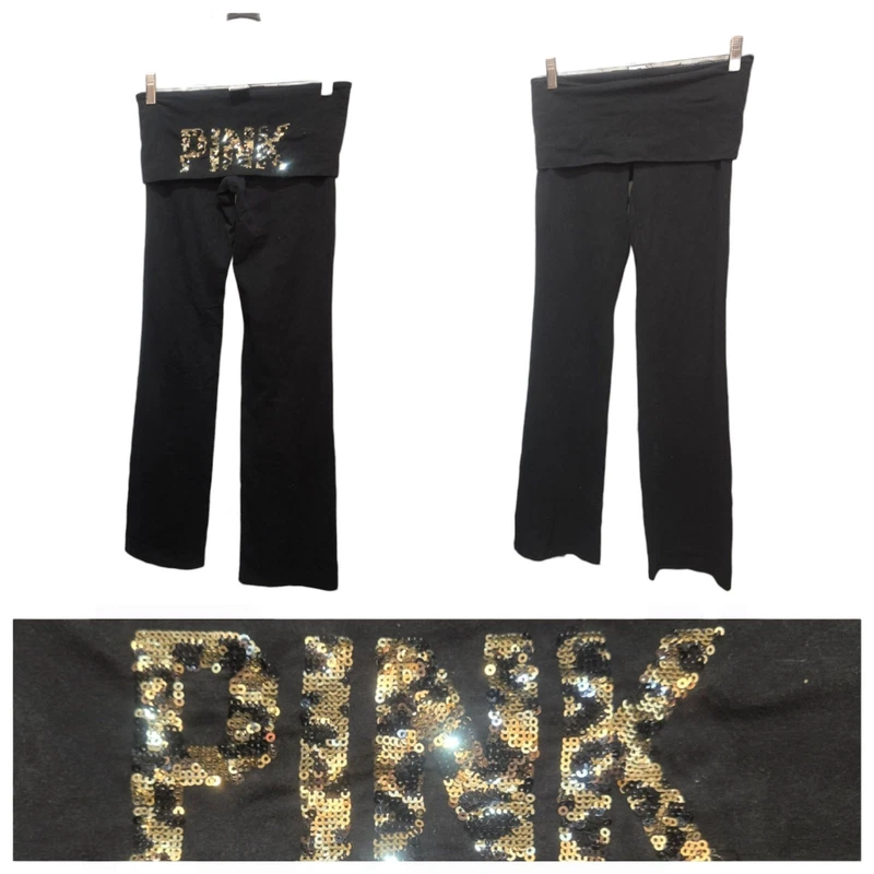 victoria-secret-vs y2k vintage foldover yoga flare leopard pants