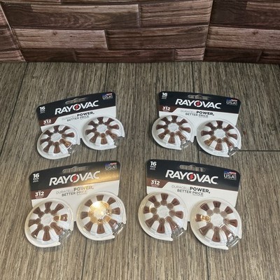 Rayovac Size 312 Zinc Air Hearing Aid Batteries 16 Count X4 64 Total (EXP 01/28)