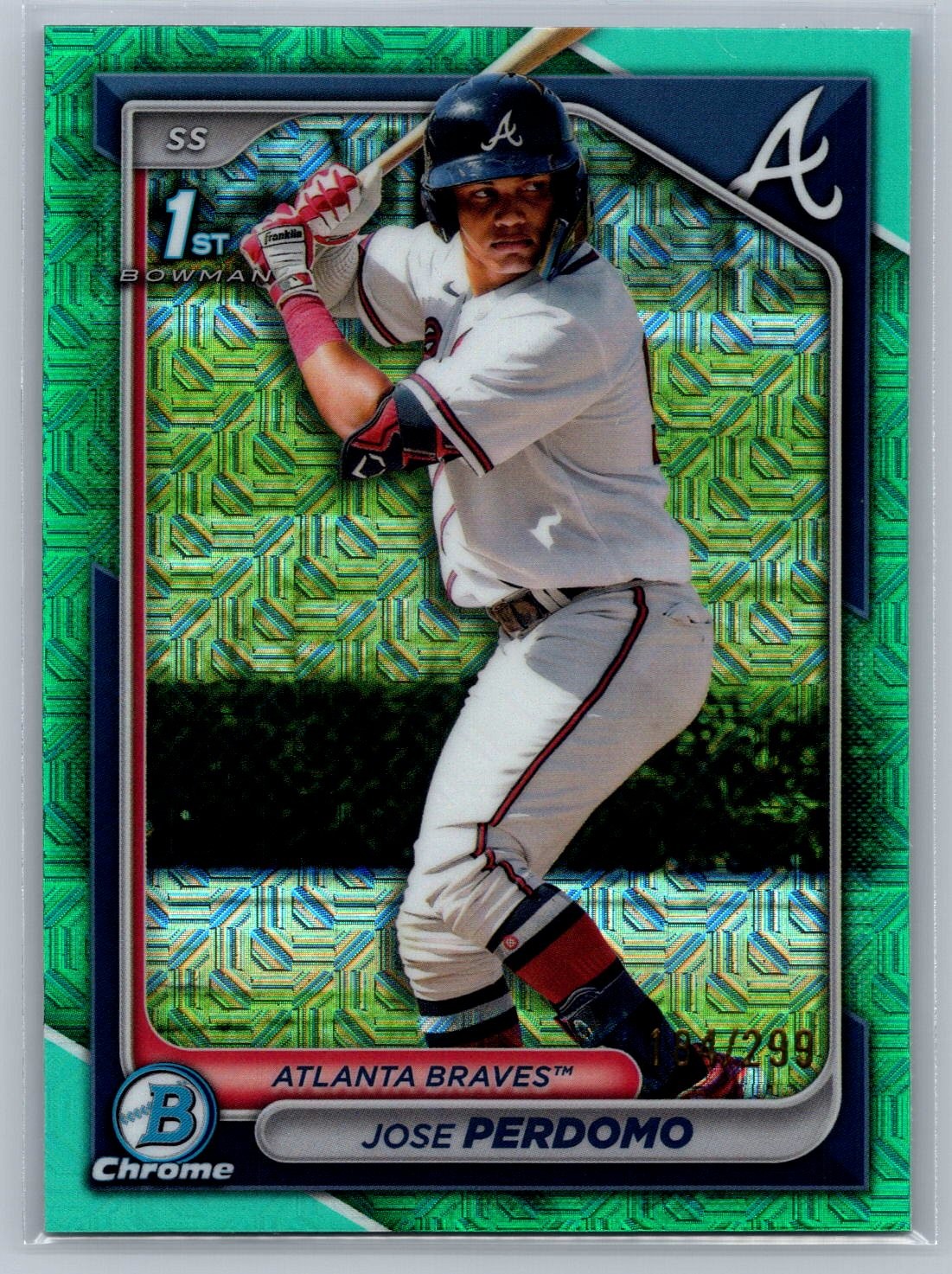 Jose Perdomo 2024 Bowman Chrome 1st Bowman Aqua Mojo Refractor /299 #BCP-220