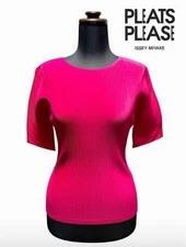 PLEATS PLEASE ISSEY MIYAKE Short Sleeve Tunic Size 3 Pink T-shirt