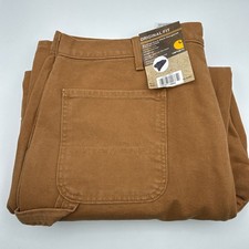 Carhartt B111 BRN Washed Duck Work Dungaree Flannel Lined Brown 42x32 NWT Pants