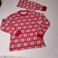 Hanna Andersson Pajamas Set Red Snowflake Organic Cotton Women's Size L