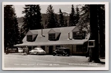 Deer Creek Lodge Highway 36 Mill Creek CA RPPC Eastman Ad on Classic Car